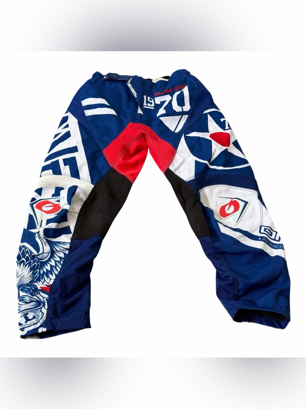 O'Neal Element Red White Blue War Hawk 1970 Racing Motocross Pants Youth 8-10